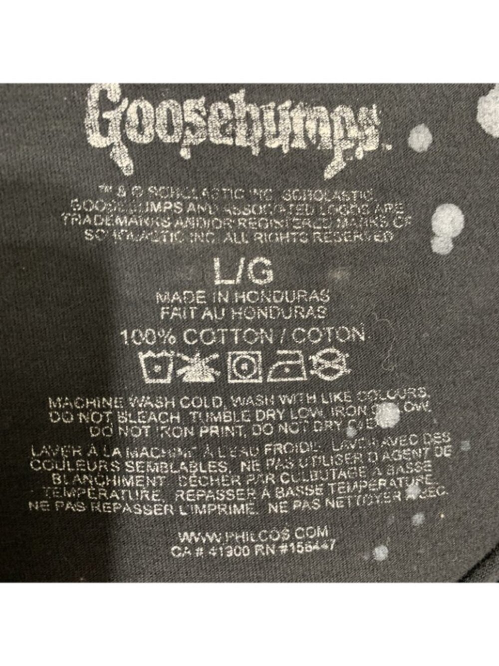 Goosebumps T Shirt Mens Large Black Neon Green Bleach Splatter Graphic Horror - Picture 3 of 8